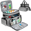 Large Pill Bottle Organizer, Double Layers Medicine Storage Bag with Lockable Zippers and Shoulder Strap,Medication Travel Bag f