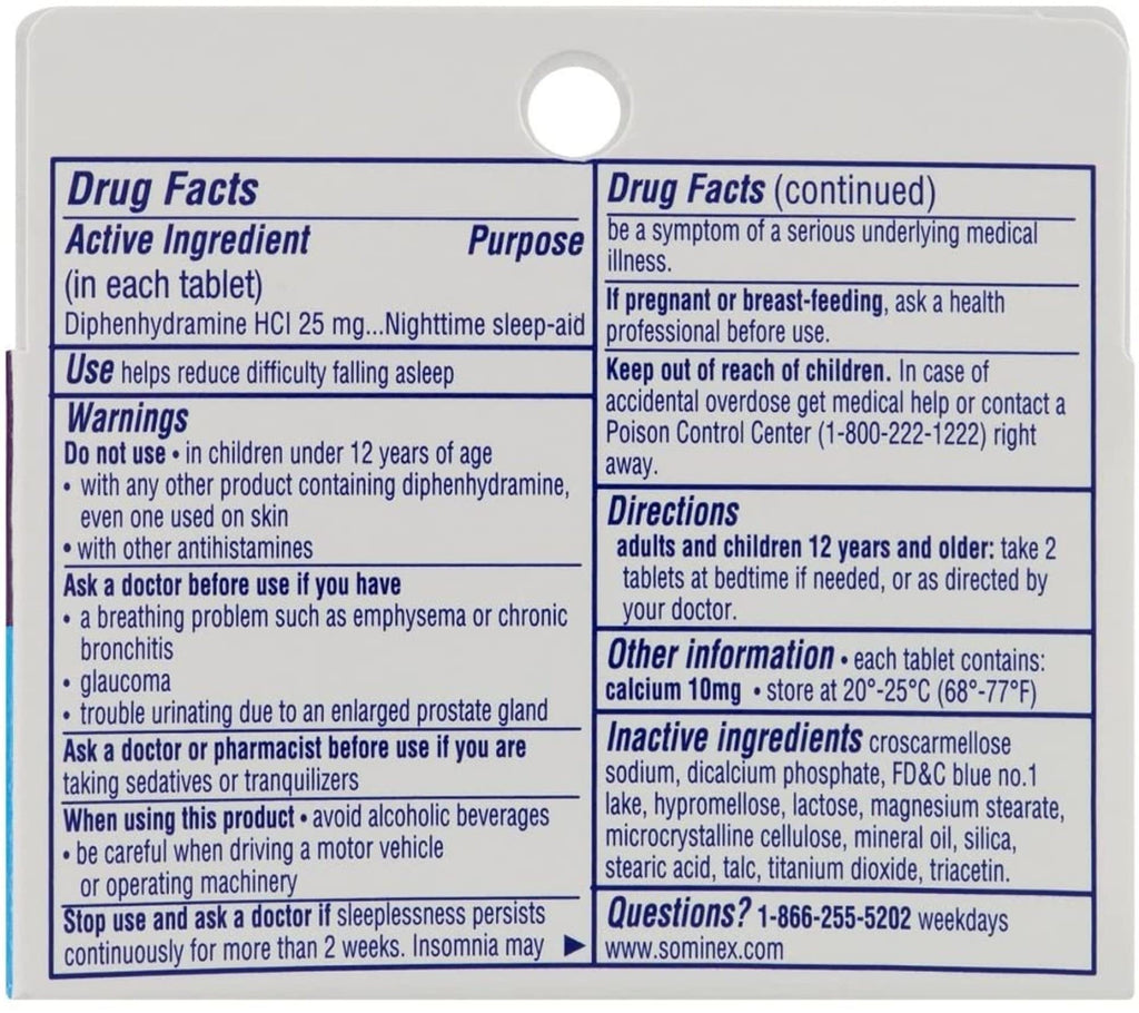 Sominex Nighttime Sleep-Aid, Safe and Effective, Non-Habit Forming, Original Formula Tablets, Blue, 32 Count