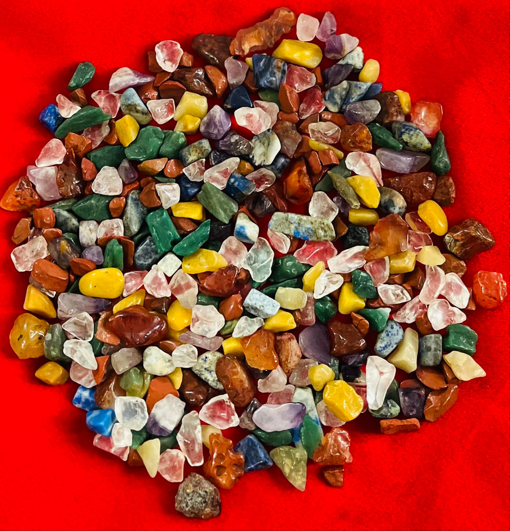 Indian Consigners Natural Crushed Polished Tumbled Gem Stone Chips, Decoration & Healing Crystals (Seven Chakra)