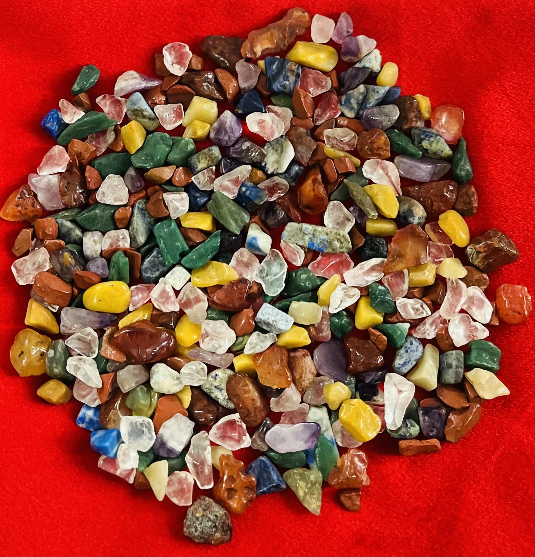 Indian Consigners Natural Crushed Polished Tumbled Gem Stone Chips, Decoration & Healing Crystals (Seven Chakra)