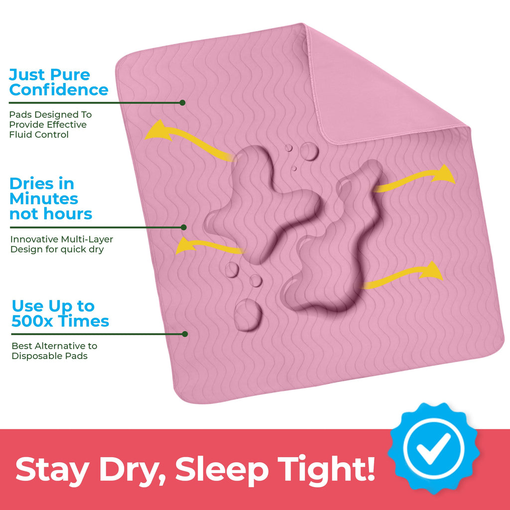 Utopia Bedding Washable Underpads 34 x 52 (Pack of 4), Waterproof Reusable Heavy Absorbency Incontinence Bed Pads for Adults, Ki
