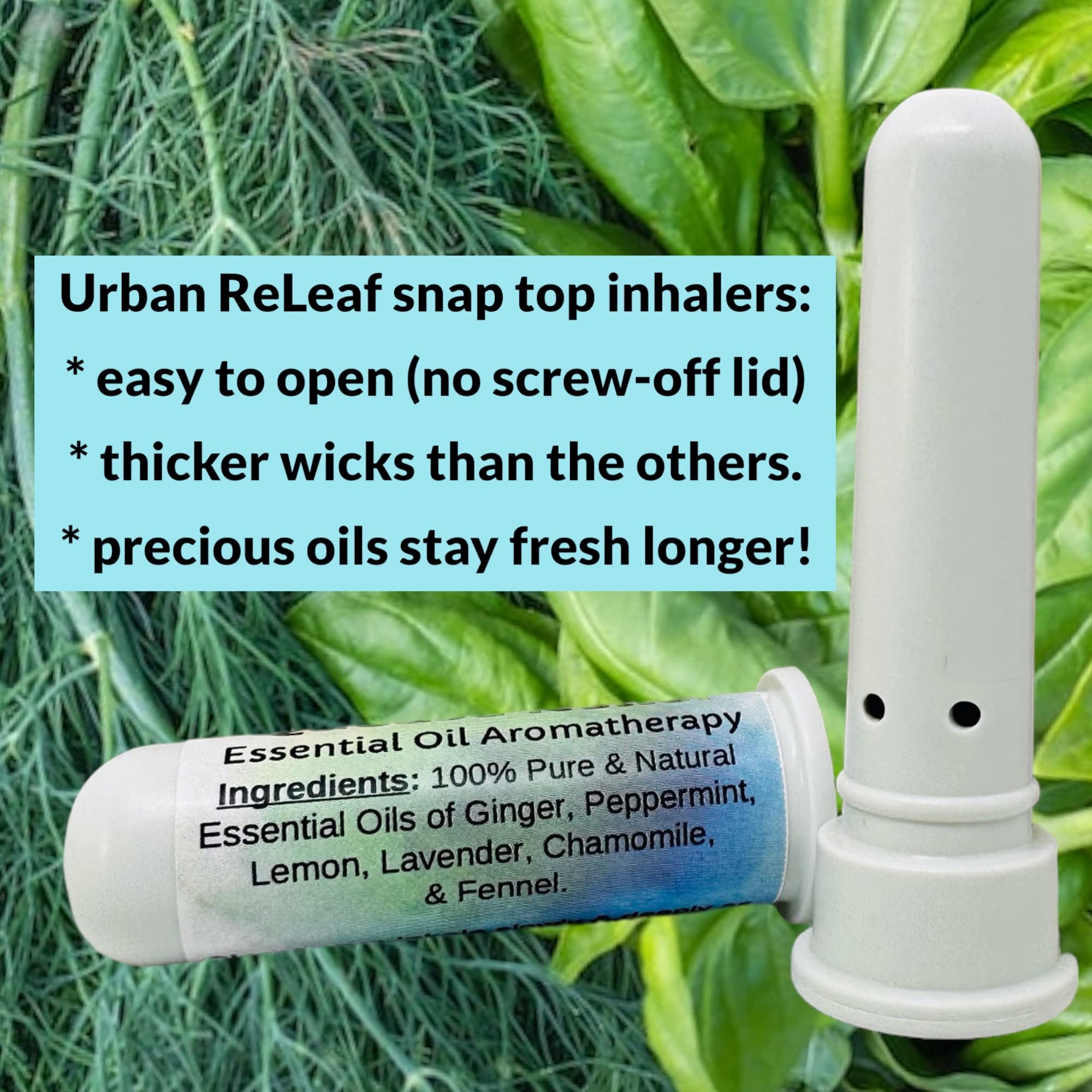 Urban ReLeaf Quease Relief Essential Oil Aromatherapy Nasal Inhaler - Pure Undiluted Oils for Queasy Nausea Tummy, Easy Open Sna