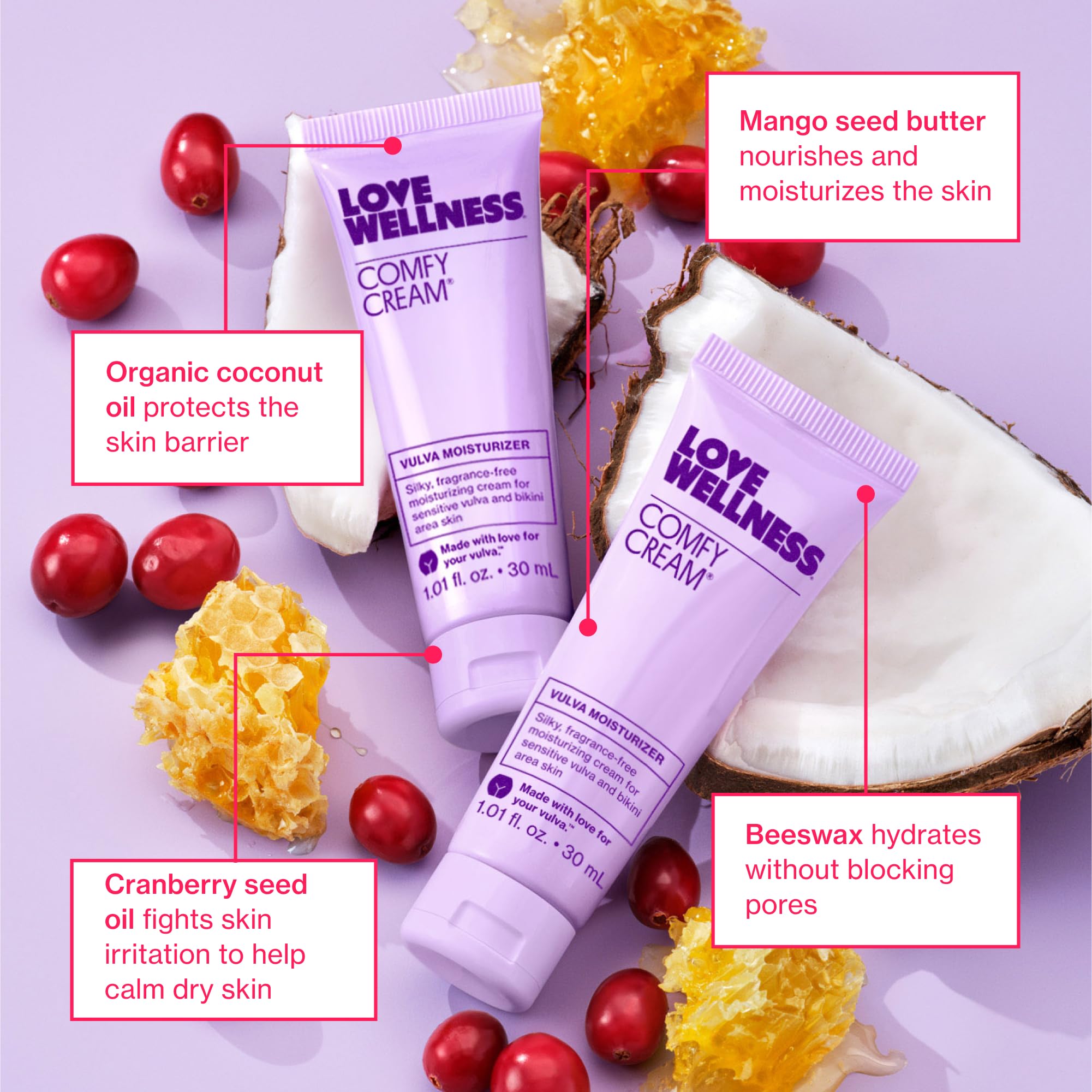 Love Wellness Comfy Cream | Vulva & Vaginal Moisturizer Cream | Daily Care for Dry & Sensitive Vulva | Non-Irritating & Fragranc