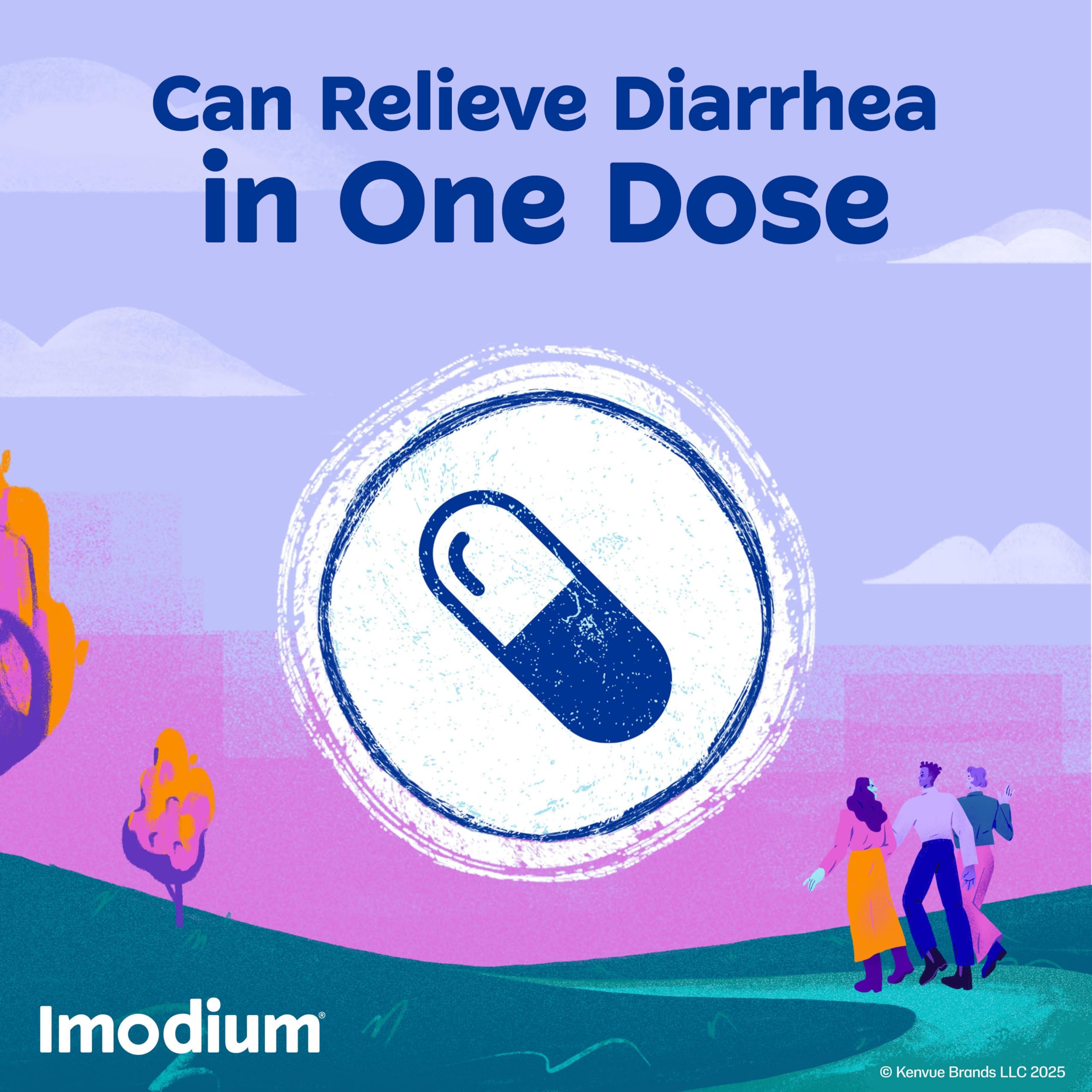 Imodium Multi-Symptom Relief Caplets, Loperamide Hydrochloride & Simethicone Anti-Diarrheal Medicine for The Relief of Diarrhea,