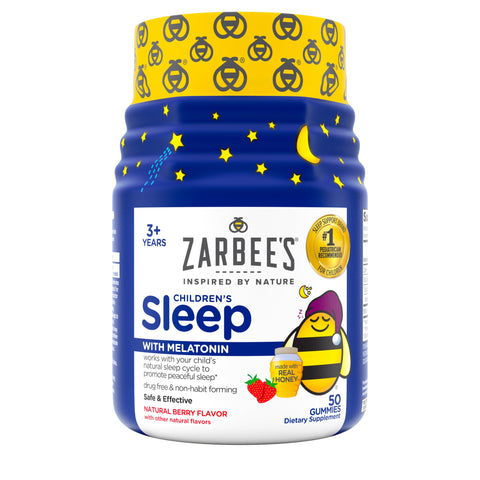 Zarbee's Kids 1mg Melatonin Gummy; Drug-Free & Effective Sleep Supplement for Children Ages 3 and Up; Natural Berry Flavored Gum