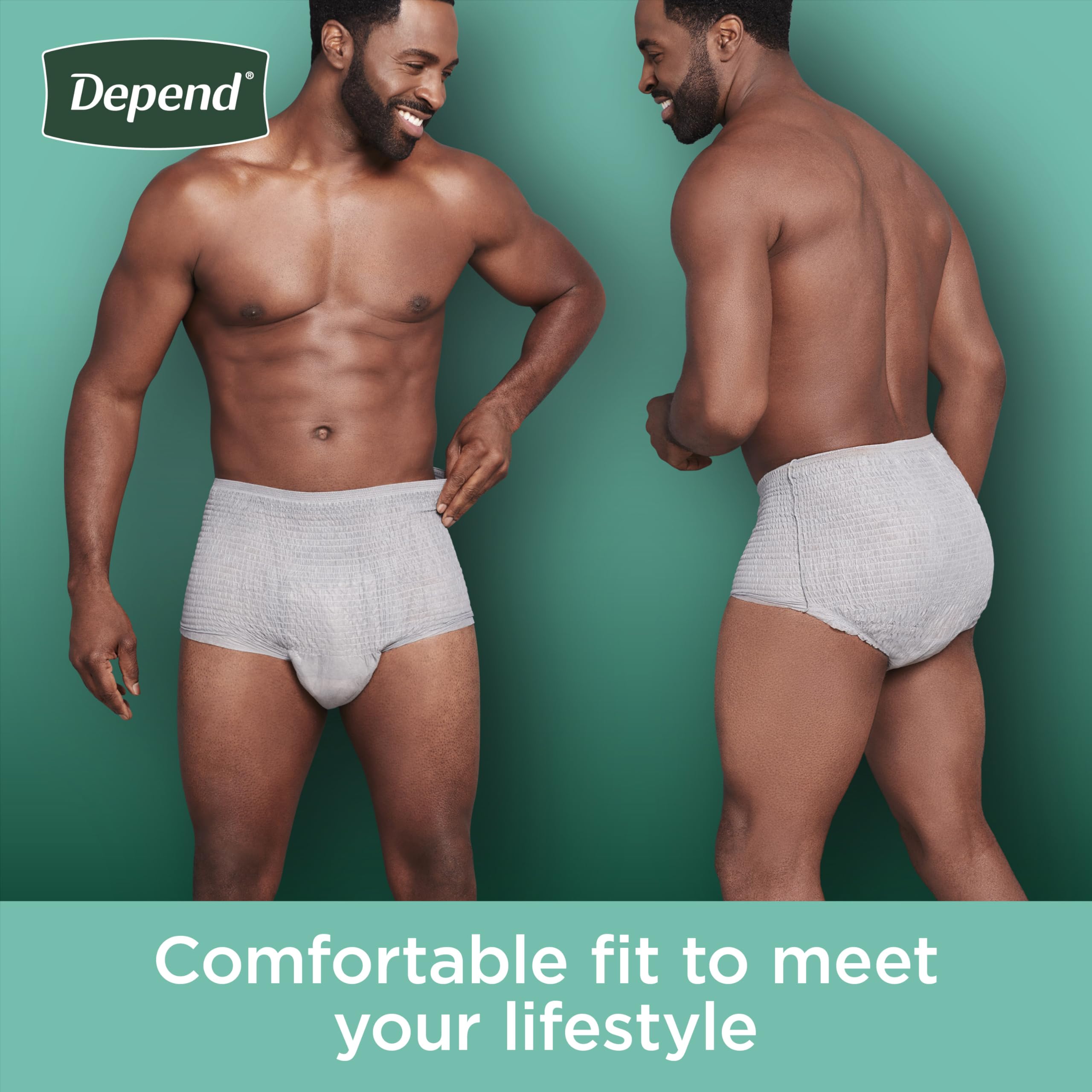 Depend Fresh Protection Adult Incontinence Underwear for Men, Disposable, Maximum, Small/Medium, Grey, 19 Count, Packaging May V