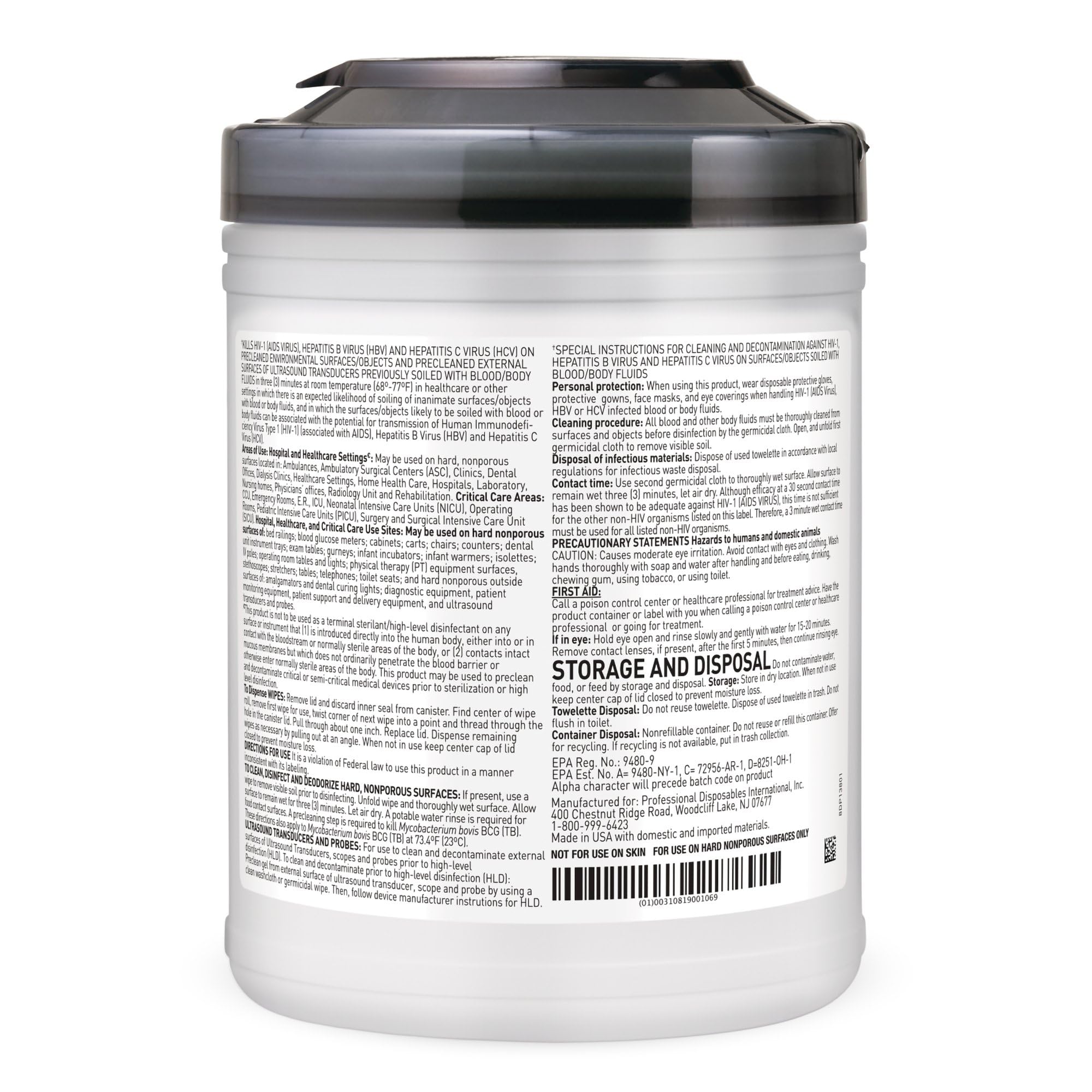 Sani-Cloth AF3 Germicidal Disposable Wipe - Pre-Moitened Surface Disinfecting Wipes, Unscented, Alcohol-Free - Large Canister, 6