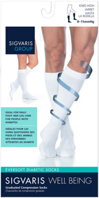 SIGVARIS EVERSOFT Diabetic Sock 160 Knee-high Compression Socks 8-15 mmHg - White - Small