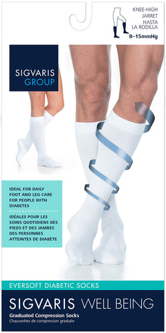 SIGVARIS EVERSOFT Diabetic Sock 160 Knee-high Compression Socks 8-15 mmHg - White - Small