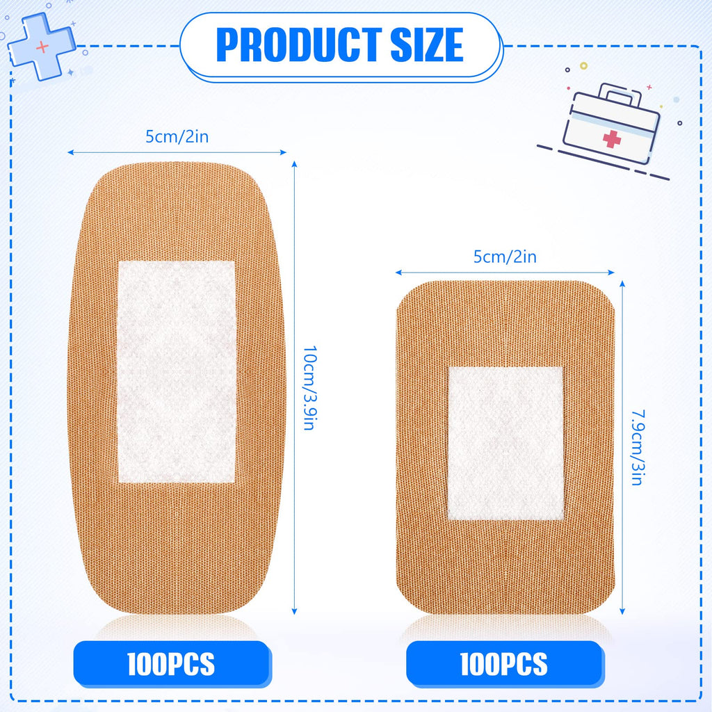 BBTO 200 Pcs Large Assorted Bandages 2 Styles Flexible Fabric Adhesive Bandages Bulk Wounds Care First Aid Supplies Fingertip Ad