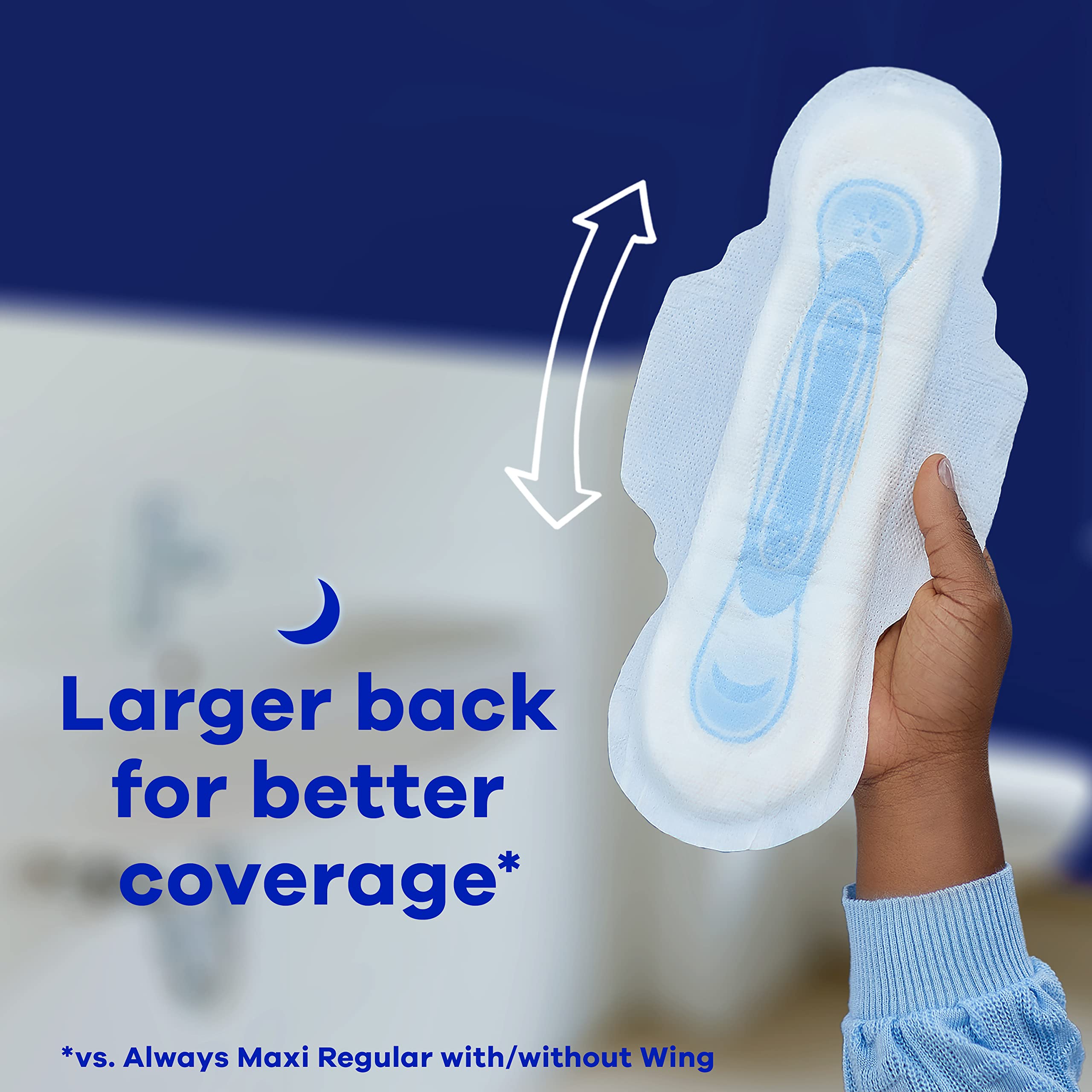 Always Maxi Overnight Pads with Wings, Size 4, Overnight, Unscented, 144 CT