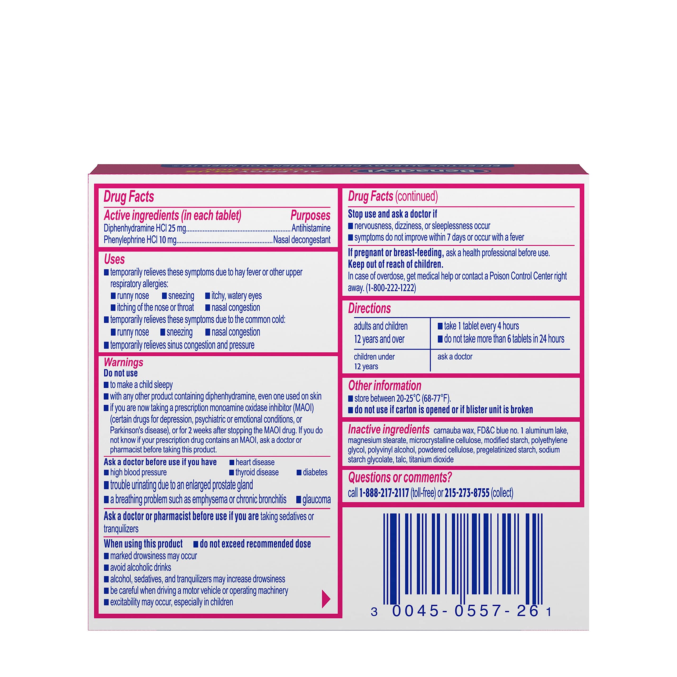 Benadryl Allergy Plus Congestion Ultra Tablets, 24 Count Each (12)