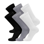 6 Pairs of Cotton Diabetic Non-Binding Neuropathy Crew Socks (Black, Gray, White, Fits Mens Shoe Size 9-12/Womens Shoe Size 10-1