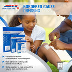 4 x 4 Dressing (2x2 Pad) AMERX Bordered Gauze - Adhesive Bandages - Water Resistant Barrier - Self Adhesive Border - Breathable,