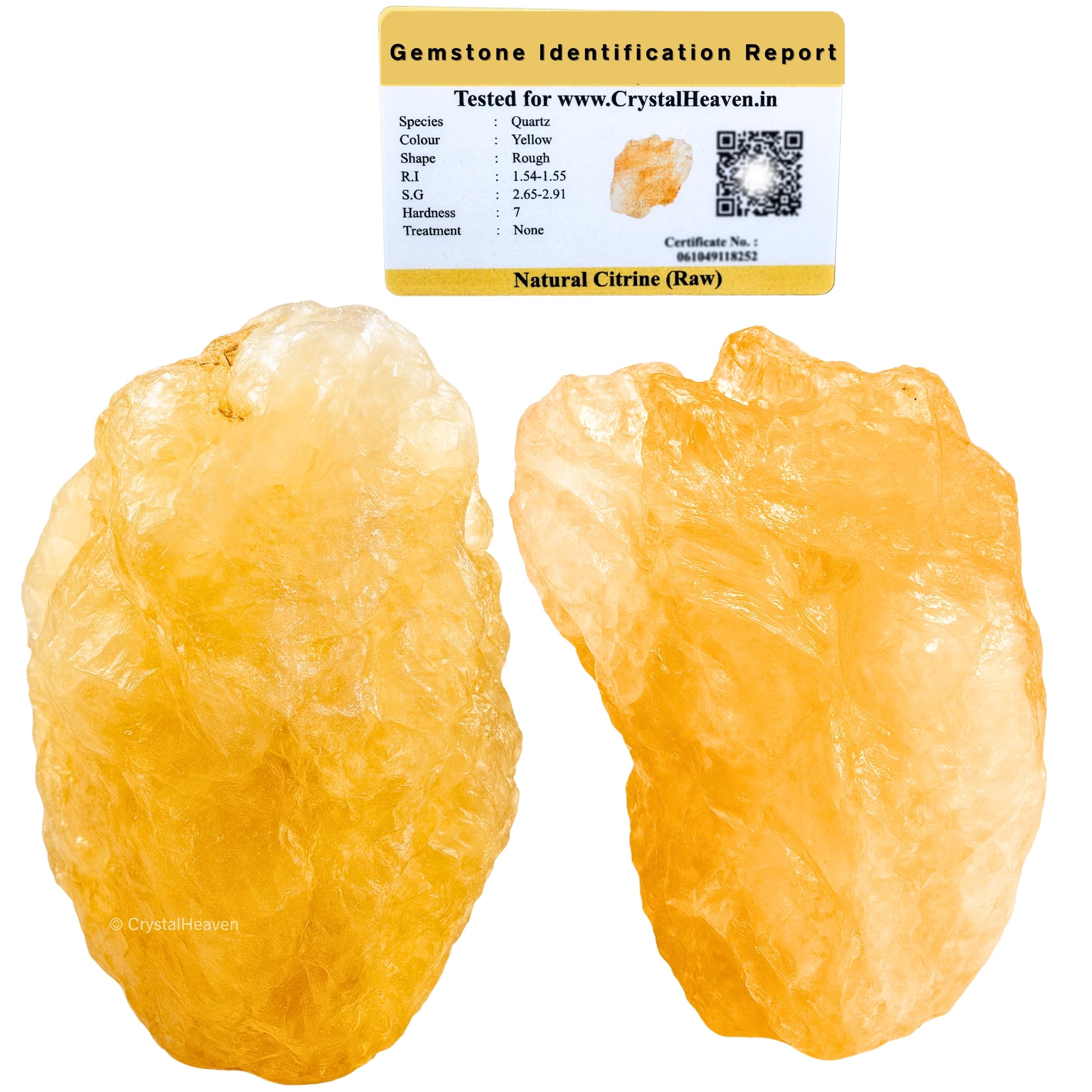 Crystal Heaven Certified Citrine Crystal Healing Rough Stone, Natural Raw Crystals For Manifestation, Meditation And Reiki Heali