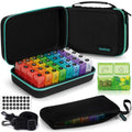Monthly Pill Organizer 2 Times a Day with Weekly Pill Bag, 30 Day Pill Organizer 2 Times a Day with 32 Compartments, Monthly Sti