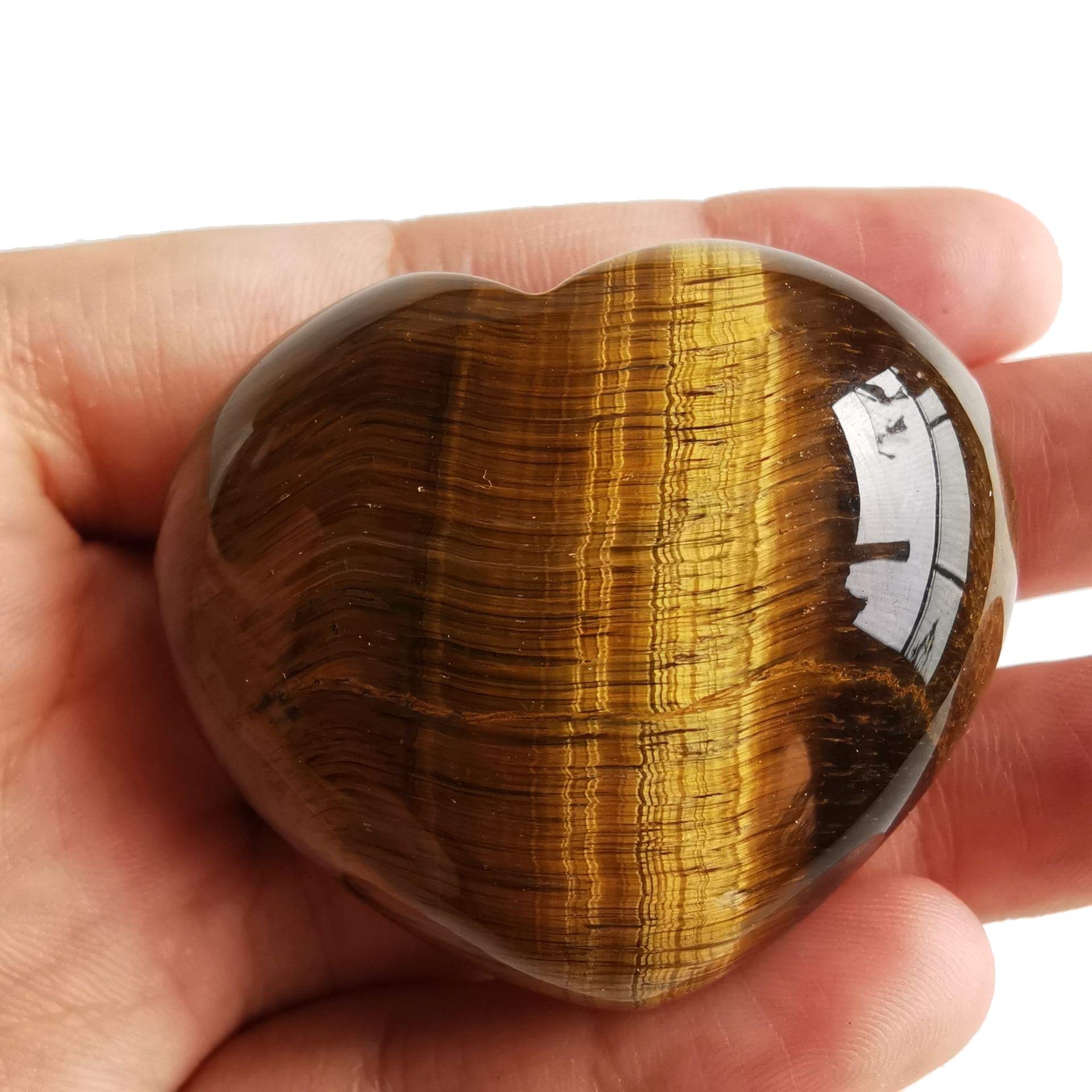 Loveliome Tiger 's Eye Heart Love Palm Pocket Stone Healing Chakra Energy Stone(1.8 Inch)