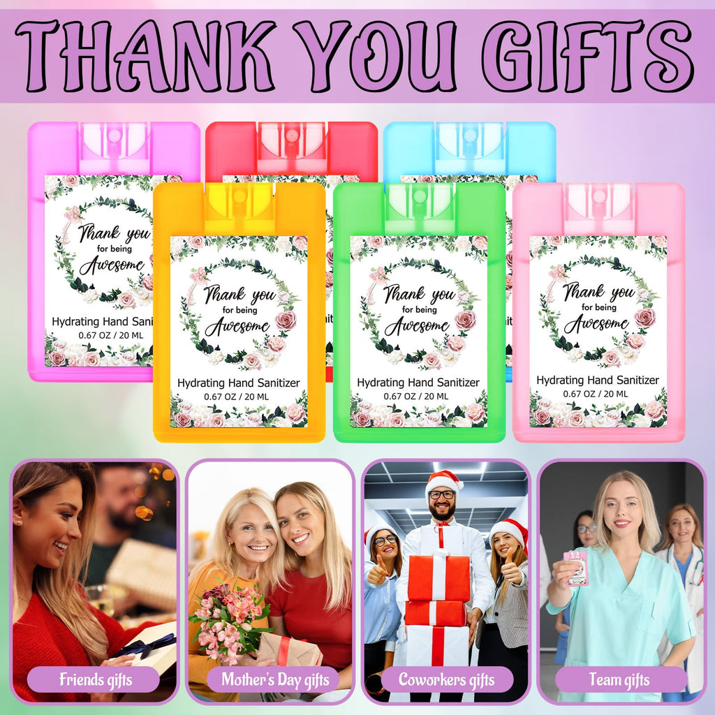 24 Pcs Mist Hand Sanitizer Spray Bulk Scented Travel Size Hydrating Hand Sanitizer Pocket Spray for Christmas Employee Staff App