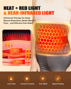 Quhealro Red Light Therapy for Body, Heating Pad Belt, 660nm & 850nm Red Light Near Infrared Heated Therapy Wrap for Lower Back