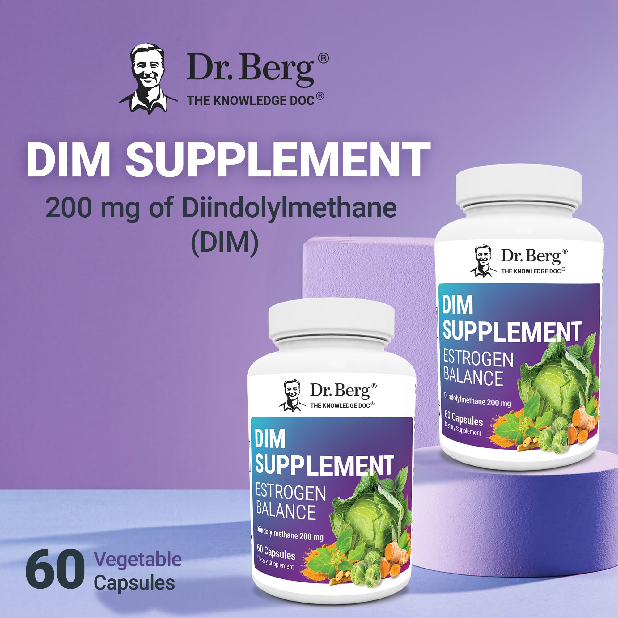 Dr. Berg DIM Supplement Estrogen Balance - Original Estrogen Supplement for Women with Diindolylmethane for Menstrual Symptoms &