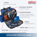 Hopkins Medical Products Home Health Shoulder Bag, 600D Waterproof Exterior, Large Storage Compartments, Removable Adjustable Sh