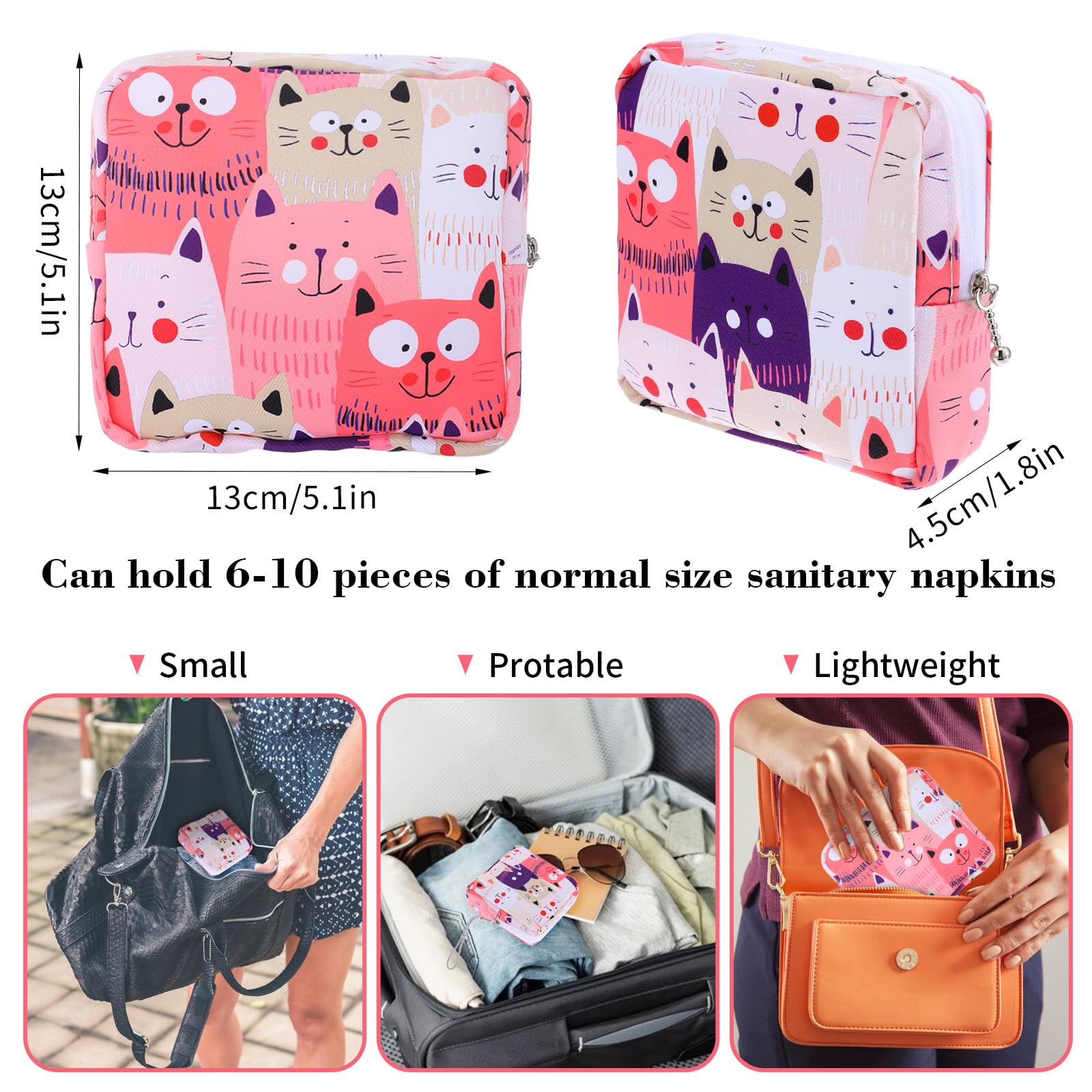 Sanitary Napkin Storage Bag Small Portable Period Bag for Teen Pads/Sanitary Napkins/Small Tampons, Cute Period Pouch First Peri