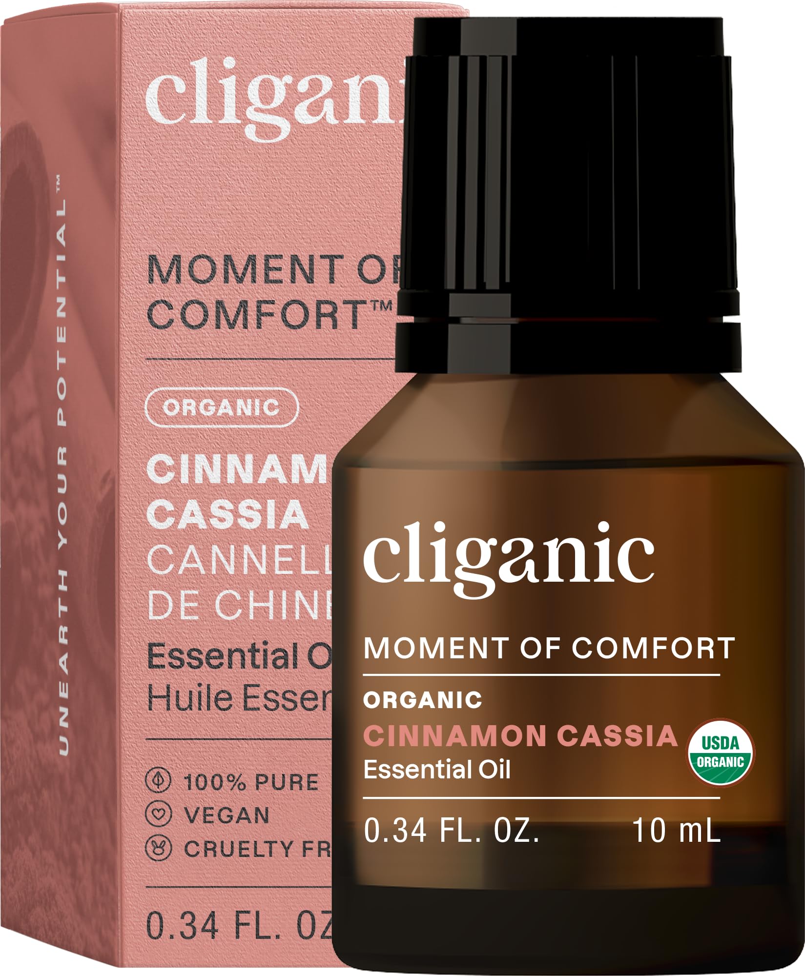 Cliganic Organic Cinnamon Cassia Essential Oil, 100% Pure Natural Undiluted, for Aromatherapy | Non-GMO Verified (Packaging May 