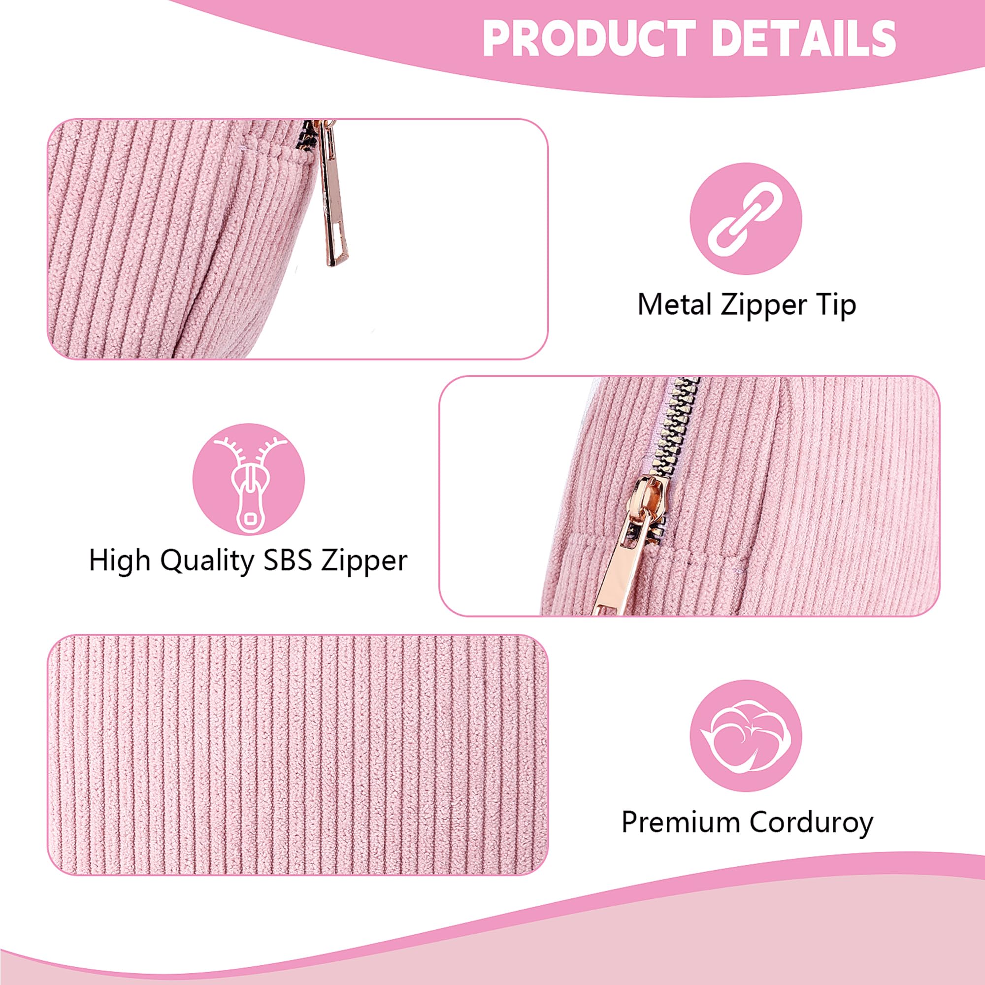Playexen Period Bag for Teen Girls, Corduroy Sanitary Napkin Storage Bag, Menstrual Pad Pouches Tampon Holder for Purse (Pink)