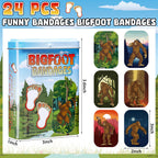 Nuanchu 24 Pcs Bigfoot Bandages Sasquatch Gifts 6 Patterns Christmas Funny Bigfoot Gifts Waterproof Large Bandages for Adults We