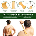Renook Wooden Bamboo Back Scratcher, 17 Natural Handmade Back Scratchers for Men and Women, New Upgraded Long Handle Back Massag