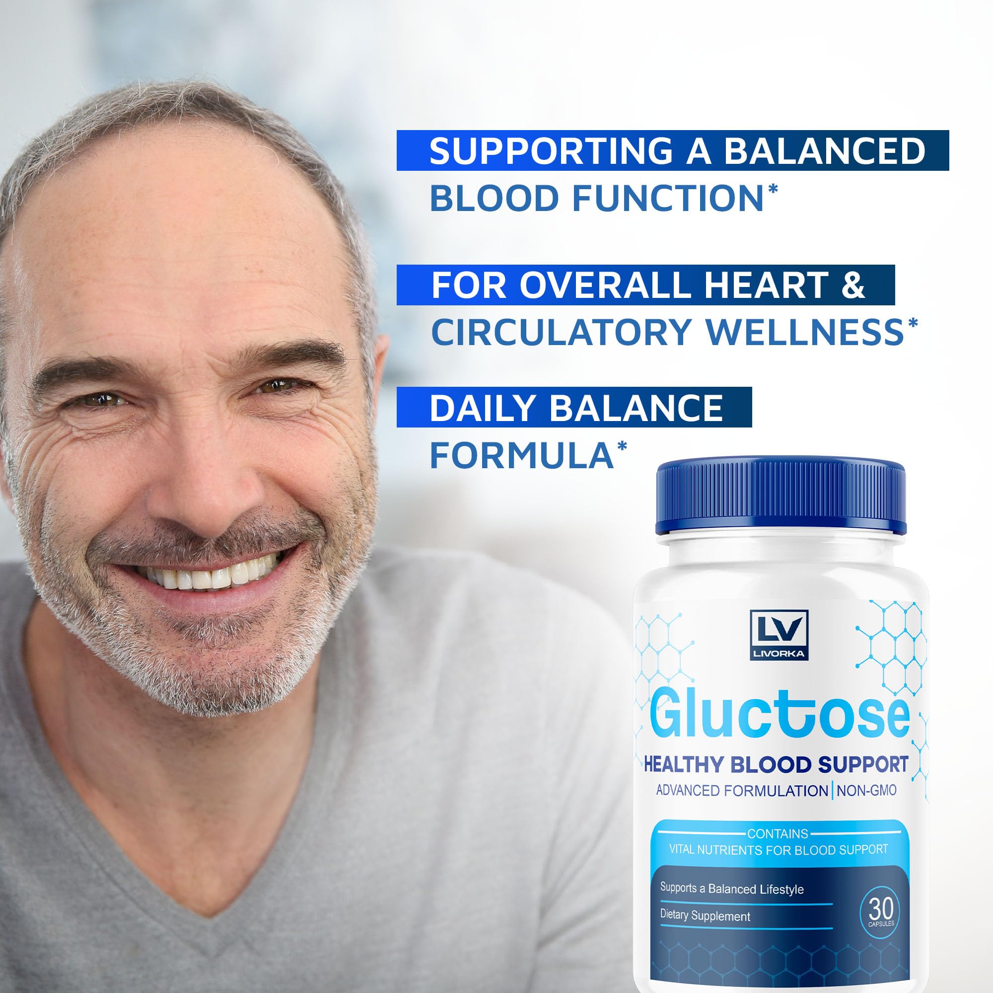 (3 Pack) Gluctose Advanced Blood Support, Gluctose, Gluctose - Advanced Blood Support Supplement, Gluctose Supplement Support Ca