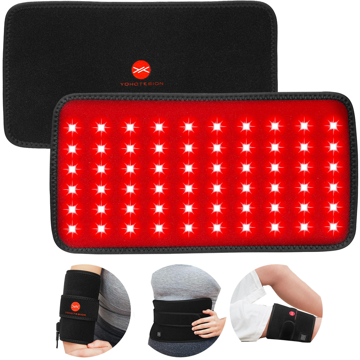YOHOTESION 3 in 1 Mini Infrared Red Light Therapy Belt with Timer, 660nm & 850nm Red Light Therapy Pad for Back Waist Abdomen Sh
