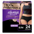 Always Discreet Boutique Adult Incontinence & Postpartum Underwear for Women, Low-Rise, Size Small/Medium, Black, Maximum Absorb