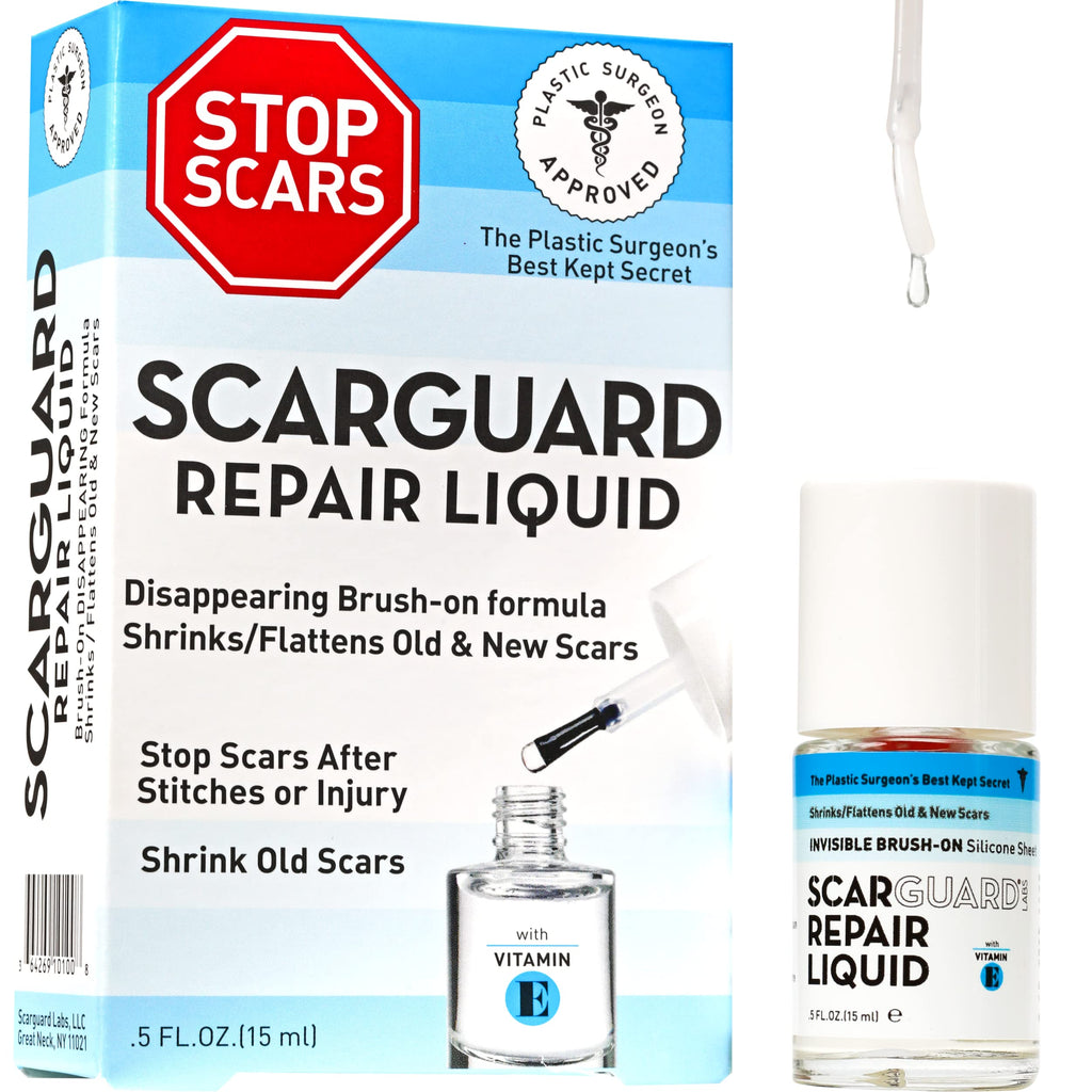 Scarguard - Invisible Brush-On Silicone Sheet with Vitamin E - Scar Removal for Keloids, Burn Scars, Surgery Scars, Stitches, Cu