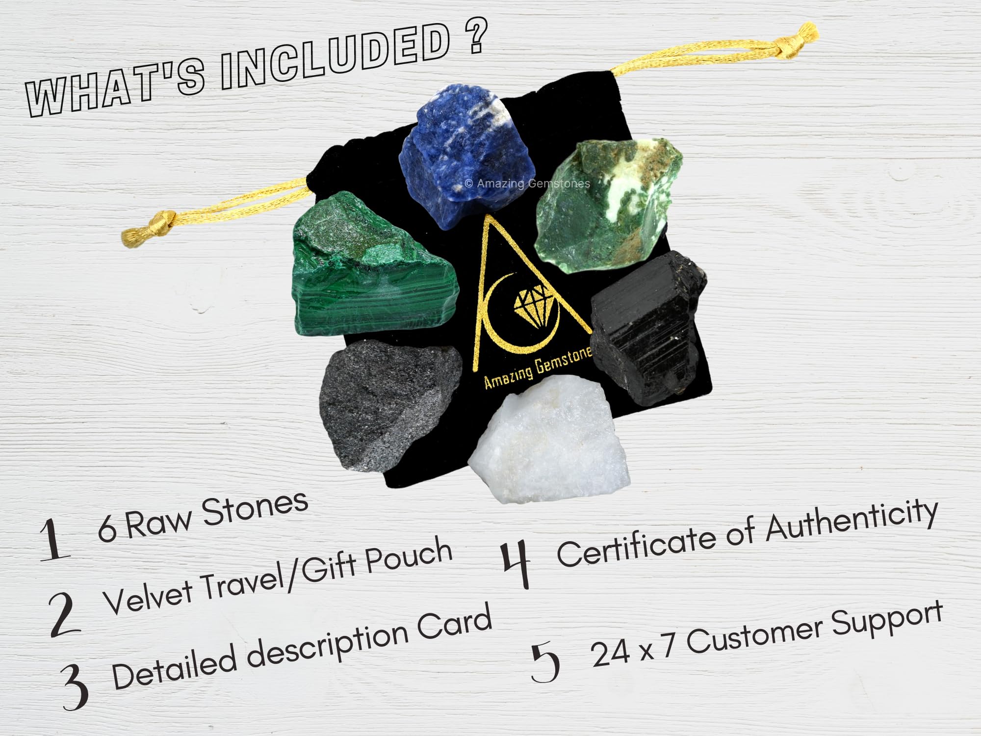 Healing Crystal for Breast Lung Prostate Cancer Fighter, Set of 6 Black Tourmaline, Malachite, Hematite, Sodalite, Moss Agate an
