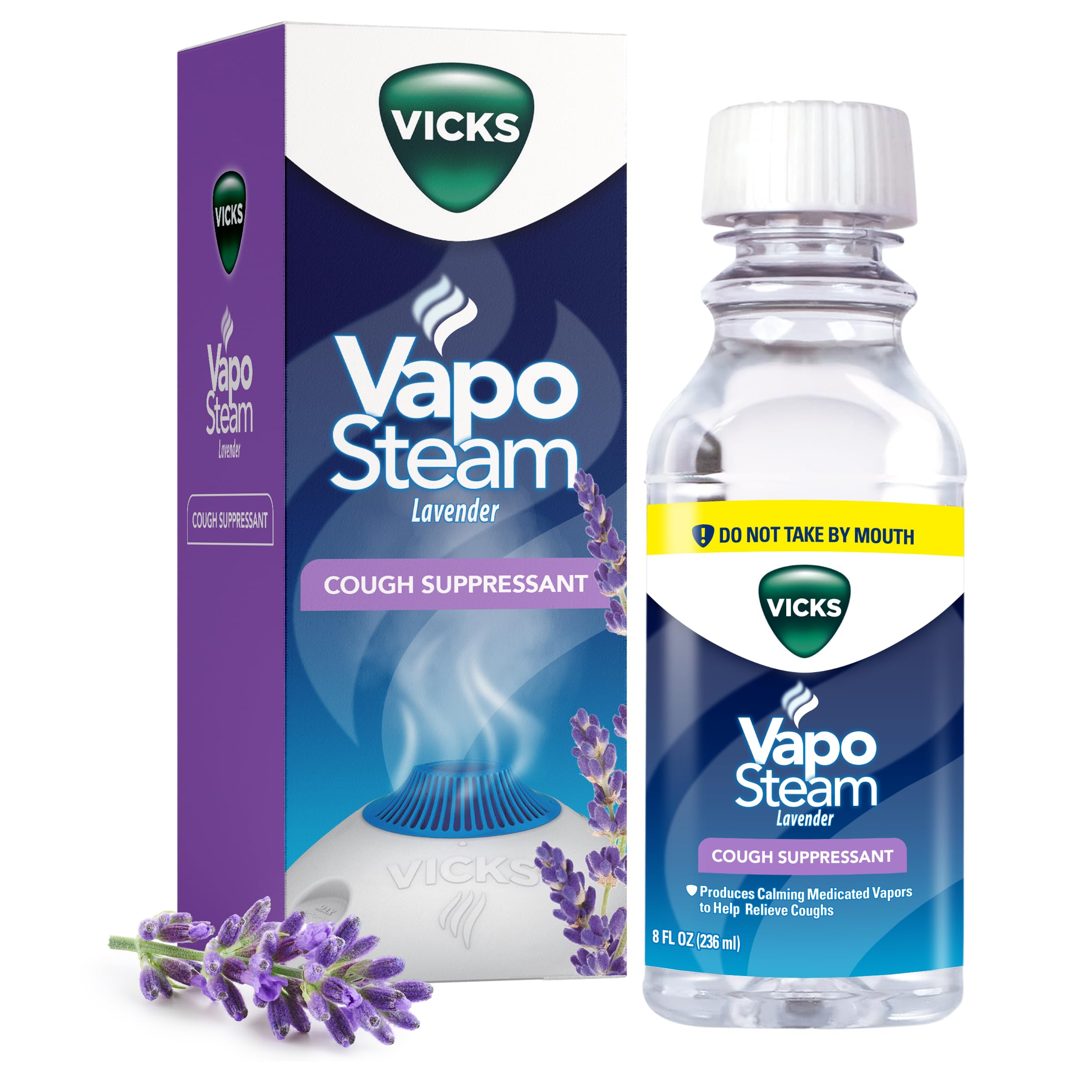 Vicks VapoSteam Lavender - Medicated Liquid with Camphor, Cough Suppressant - Helps with Cough Relief, Relaxation, and Comfortab