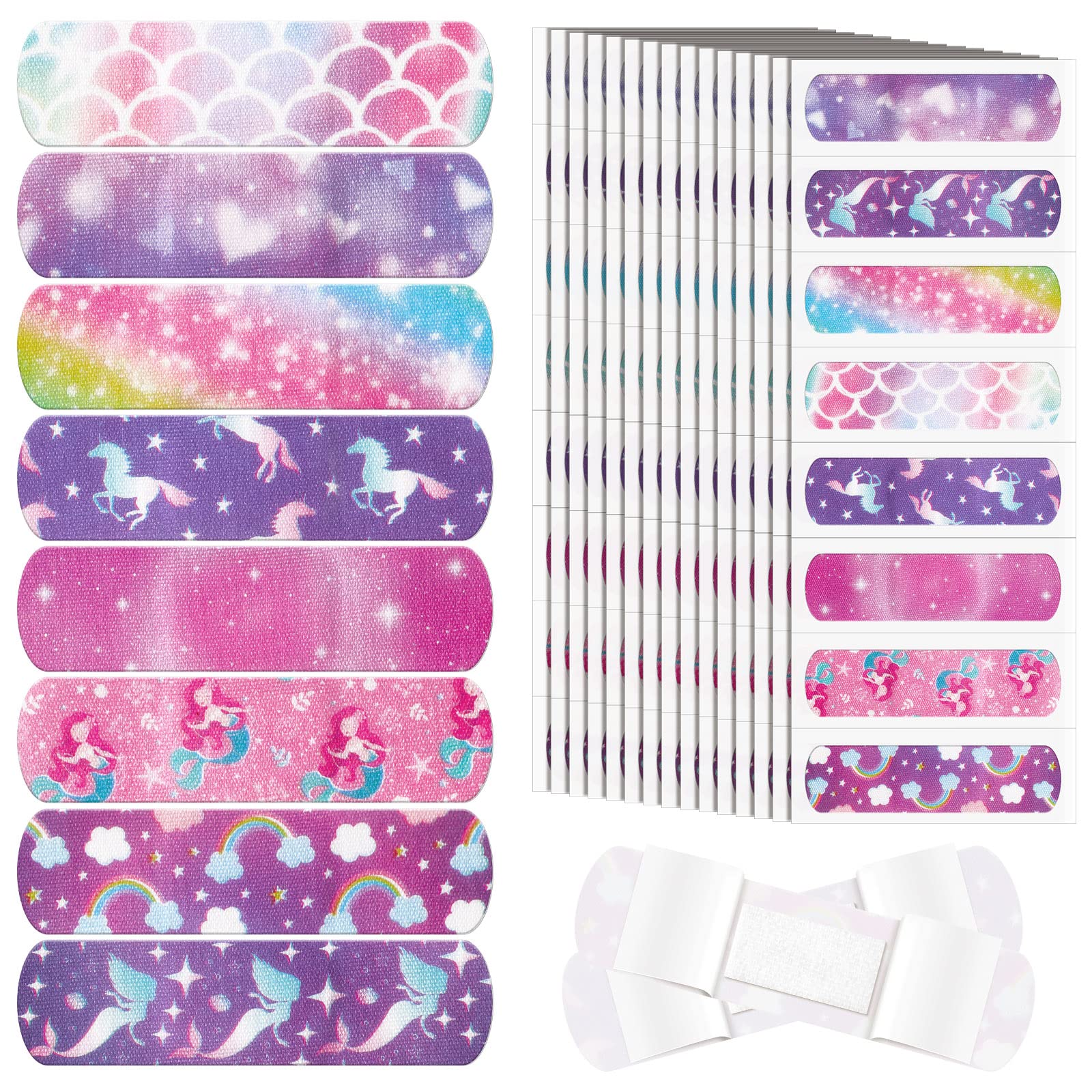 Funtery 8 Styles Kids Fabric Bandages Flexible Self Adhesive Bandage Wrap for Cuts Scrapes Wounds Burns Baby Child Toddlers, Ass