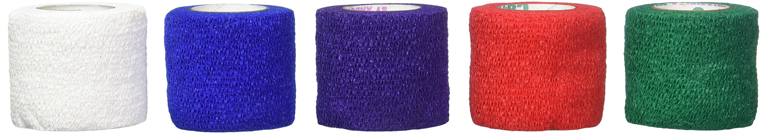 Andover Healthcare 3200RB-036 Coflex Non-Woven Cohesive Self-Adherent Wrap, 15' Length, 2'' Width, Rainbow Pack Includes Red Tea