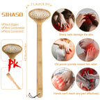 SIHASO Bamboo Oversize Curved Back Scratcher - Large 104 Wooden Points Provide Instant Itch Relief, Curved Handle & Air Cushion,