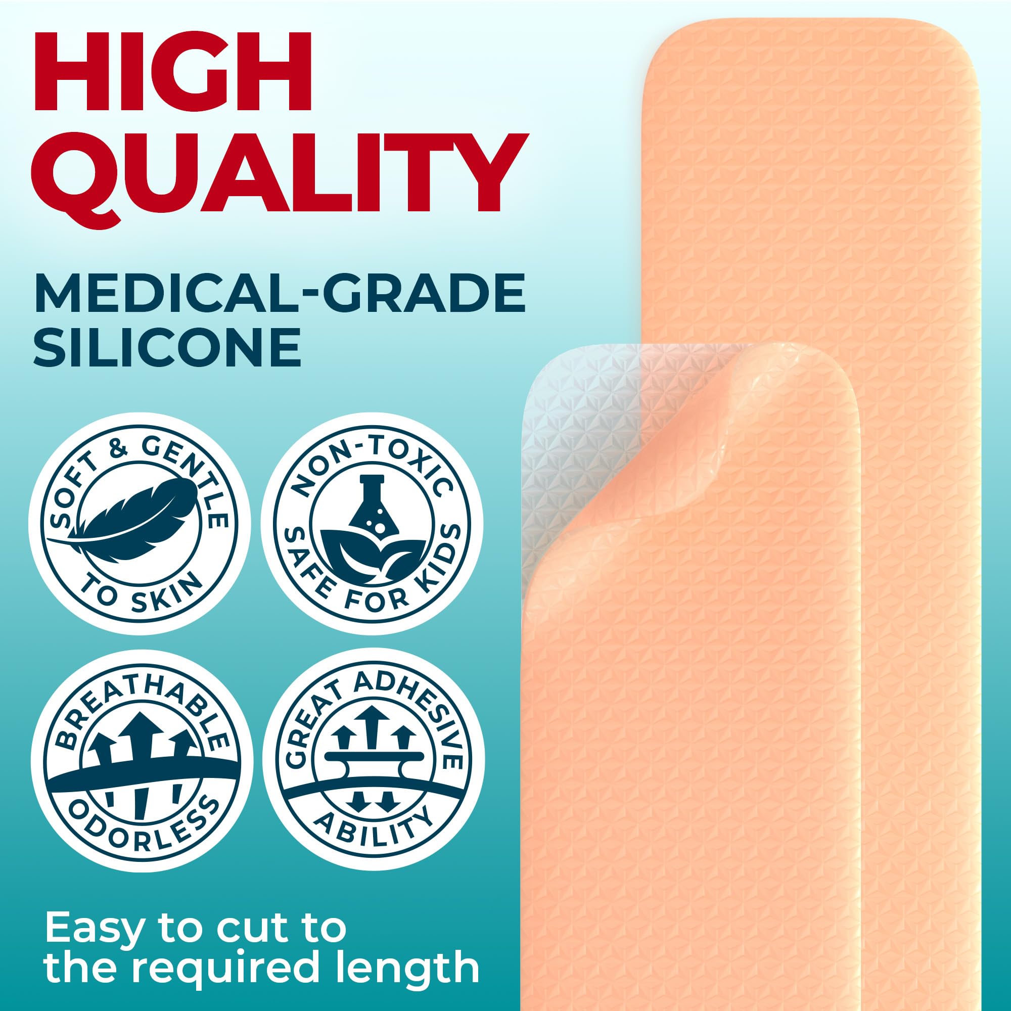 Medical Grade Silicone Scar Sheets - 6pk (5.7   x1.6   ) - Visible Difference on Surgical & Keloid Marks - Reusable C-Section Sc