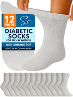 Special Essentials 12 Pairs Cotton Diabetic Ankle Socks - Non-Binding With Extra Wide Top For Men and Women Gray 9-11