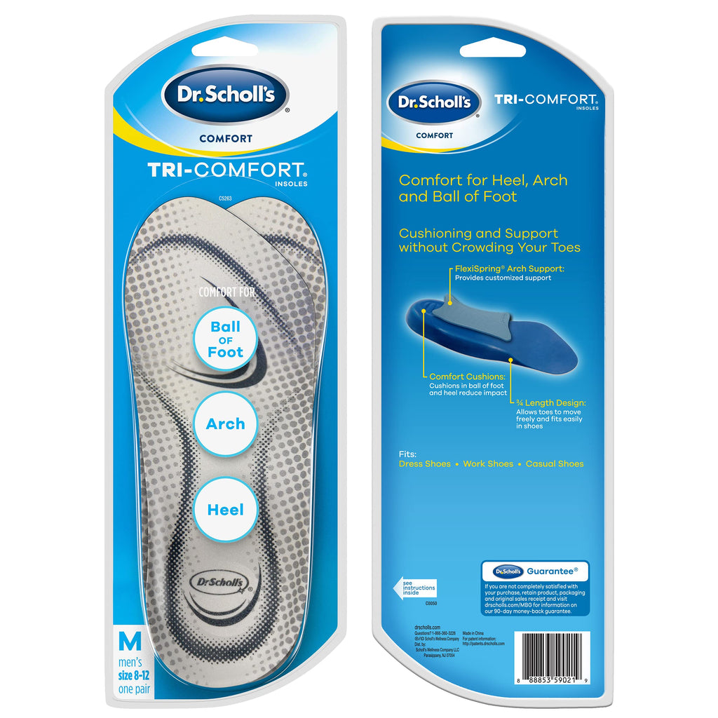 Dr. Scholls Comfort Tri-Comfort Insoles for Men, 1 Pair, Size 8-14
