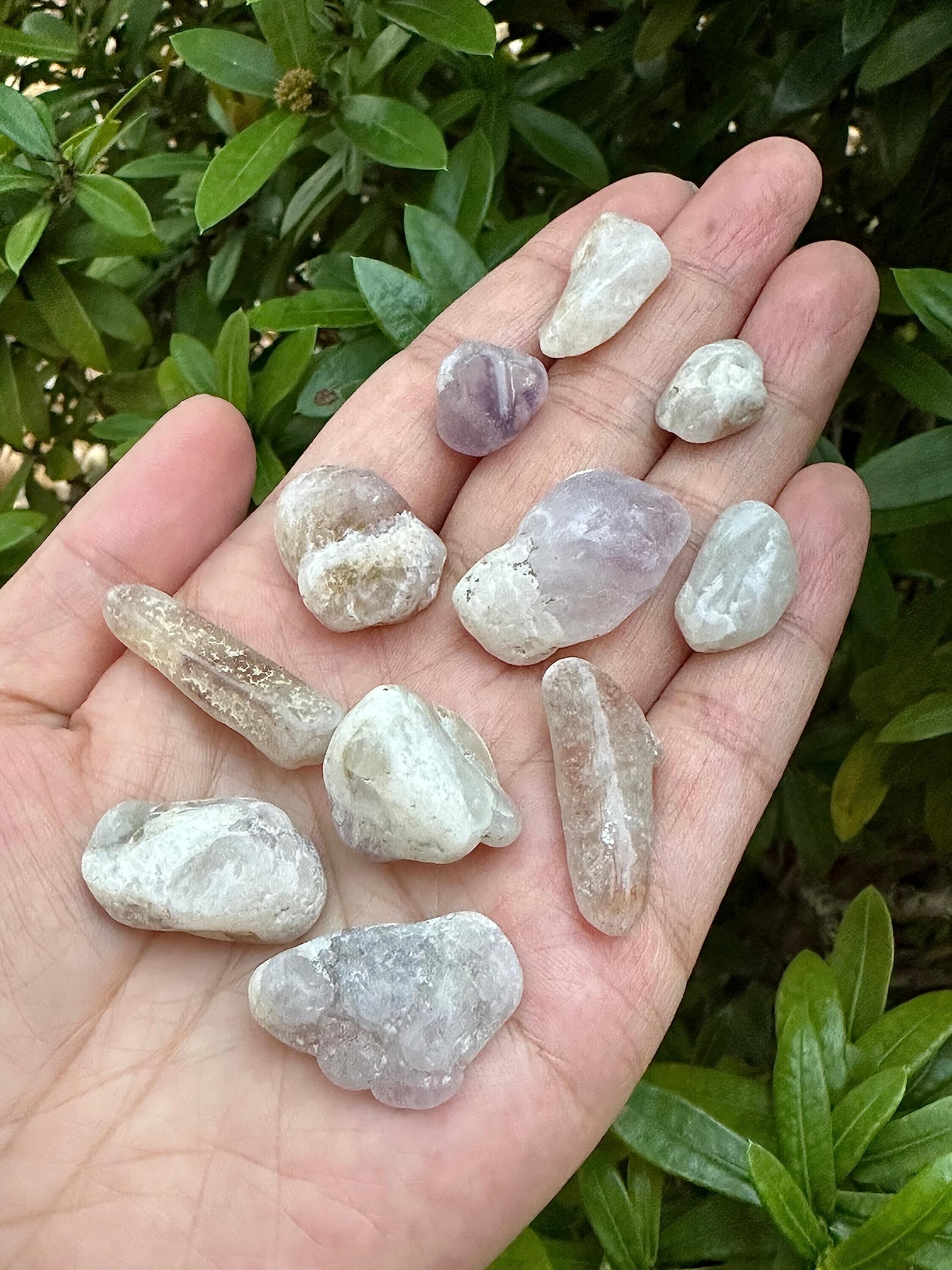GAF TREASURES 2 oz Lot Natural Semi Tumbled Gemstone Chips, Crushed Mini Crystals, Undrilled Crystal Chips (Spirit Quartz)