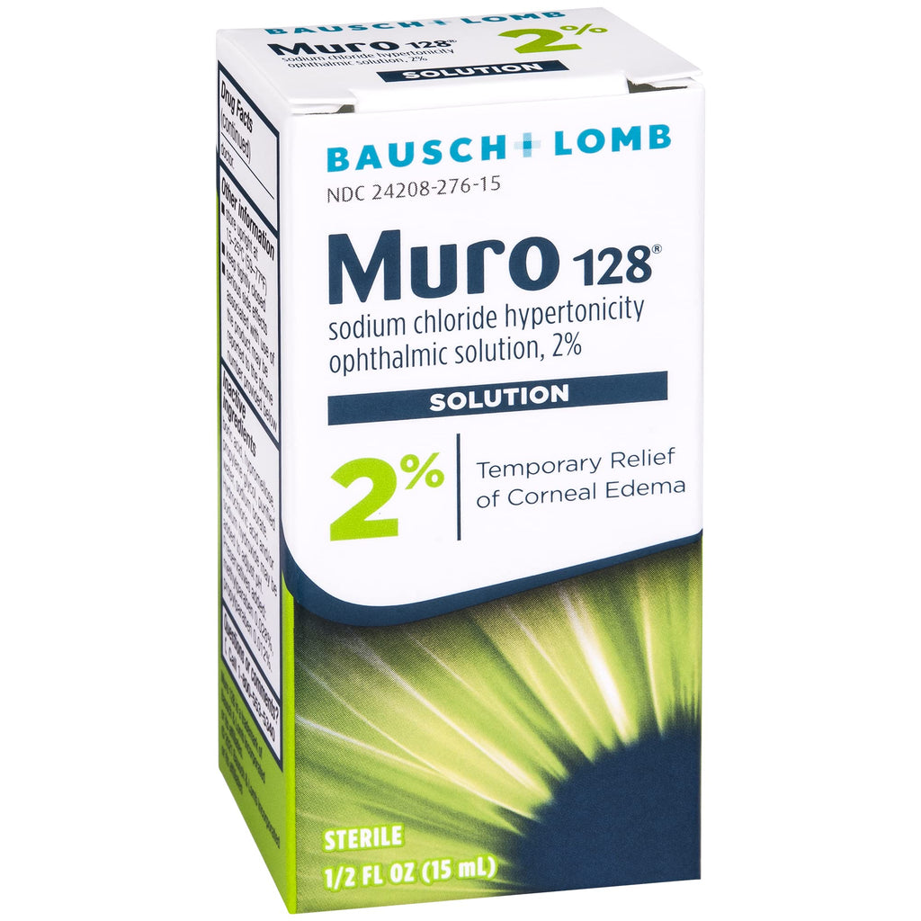 Muro 128 2% Sodium Chloride Hypertonicity Ophthalmic Solution, from Bausch + Lomb, 0.5 Fl Oz (15 mL)