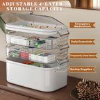 NiHome Home & Travel 4-Tier Medicine Storage Box with Portable Pill Case, Durable Adjustable Compartments, Moisture-Resistant Li