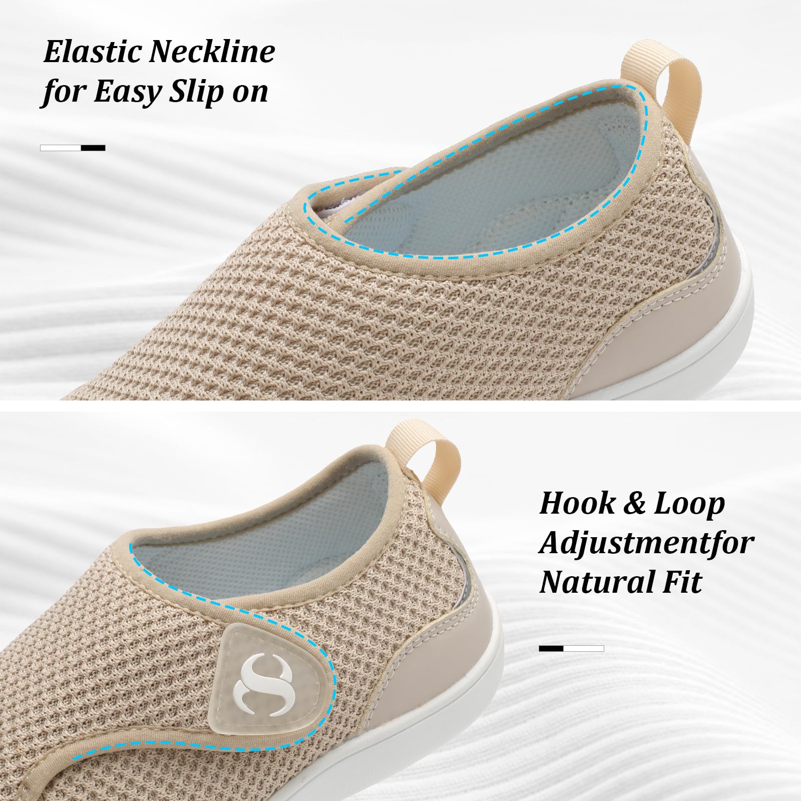 Comfortable Brown Womens Shoes Wide Toe Box Diabetic Shoes Adjustable Neuropathy Bunion Arthritis Shoe Casual Non Slip Knitted F
