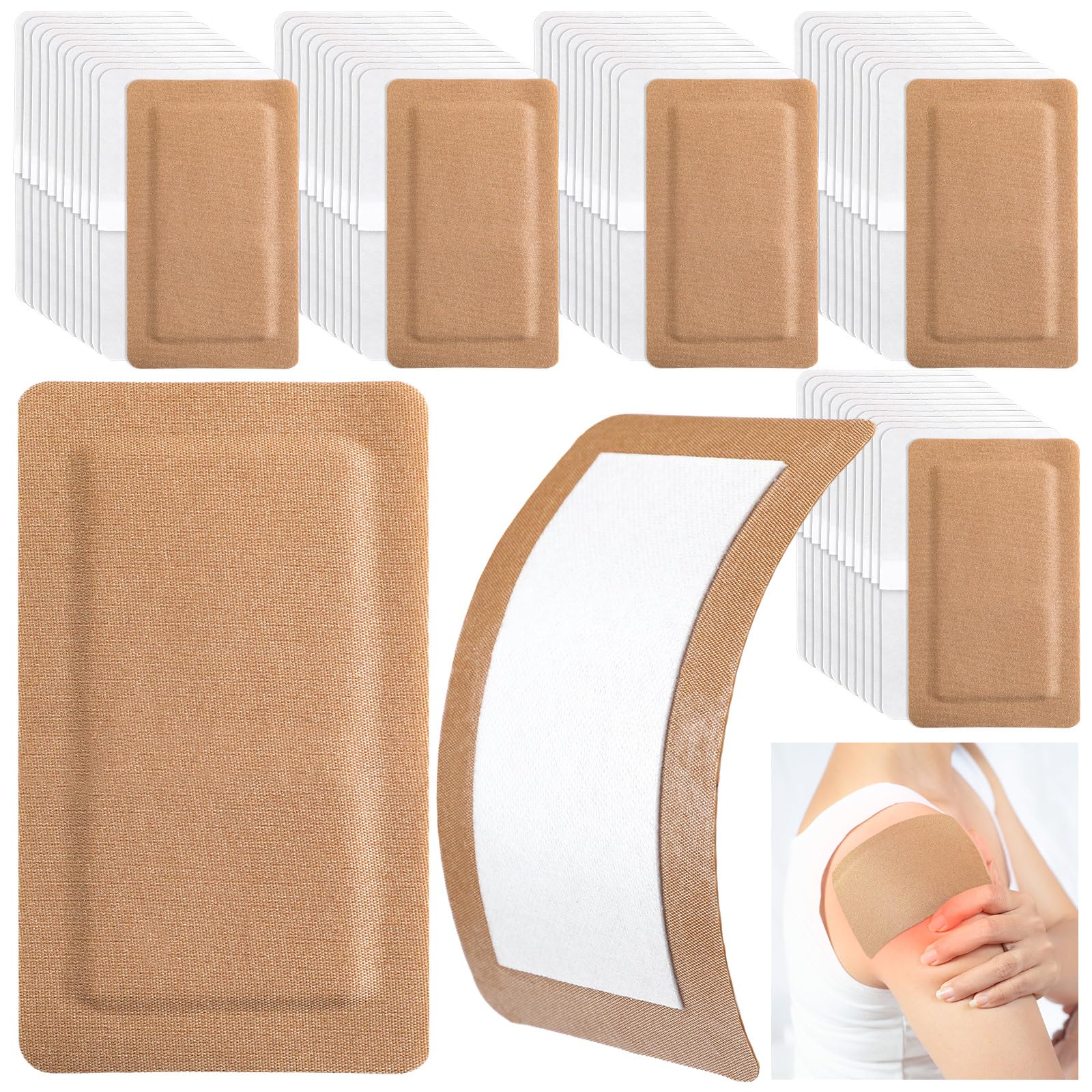 Geiserailie 60 Pcs Flexible Extra Large Adhesive Bandages 5 x 3 Sterile Fabric Adhesive Bandages with Non Stick Pad, Latex Free 