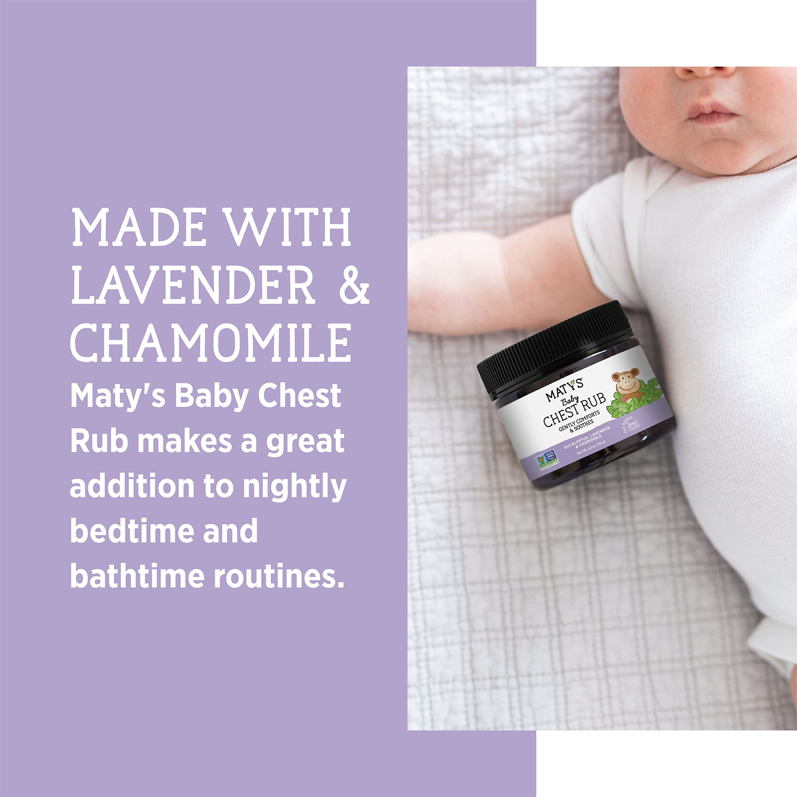 Matys Baby Chest Rub, Soothing Congestion Relief Vapor Rub for Babies 3 Months Old +, Clean & Comforting Eucalyptus, Lavender, &