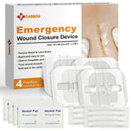 Carbou Emergency Wound Closure Strips - 4 Pcs - Zip Stitch Butterfly Bandaids - Laceration Closure Kit - Stitchless & Easy to Us
