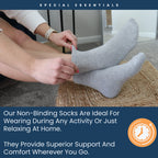 Special Essentials 12 Pairs Cotton Diabetic Ankle Socks - Non-Binding With Extra Wide Top For Men and Women White 10-13
